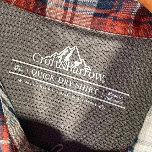 Croft & Barrow Quick Dry Shirt Mens XL Plaid Vent Fishing Hiking - Picture 3 of 9
